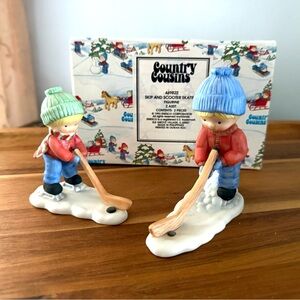Enesco 1993 Country Cousins Winter Figurine as Skating Hockey Player